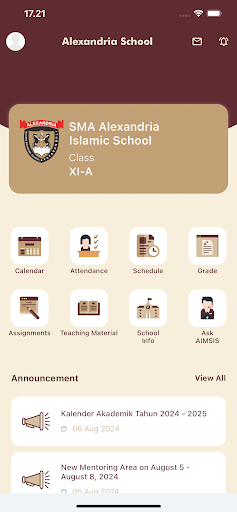 Android application Alexandria School screenshort