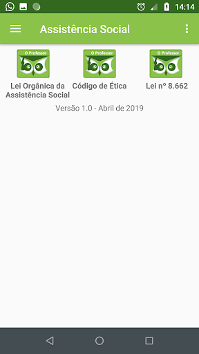 Android application Lei nº 8742 Assistência Social screenshort