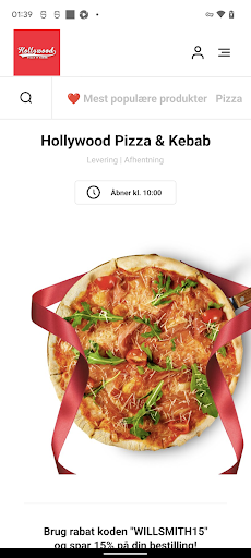 Android application Hollywood Pizza & Kebab Vejle screenshort