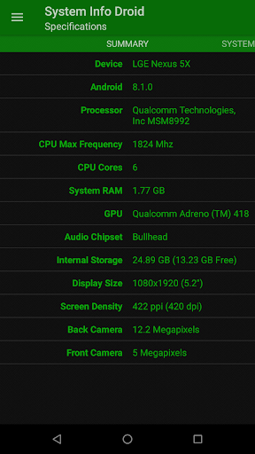 Android application System Info Droid screenshort