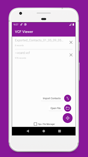 Screenshot of vCard File Reader: VCF Contact