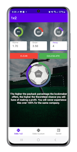 Odds Calculator - Payback rate Screen 2
