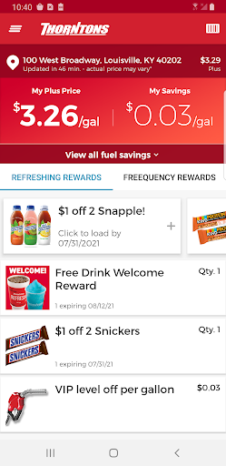 Android application Thorntons Refreshing Rewards screenshort