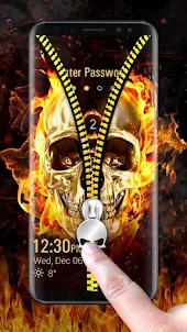 Skull Zipper Lock Screen, Pin