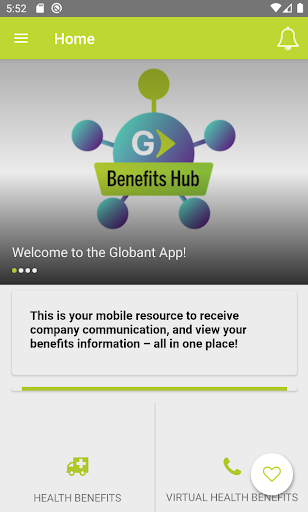 Android application Globant Benefits Hub screenshort