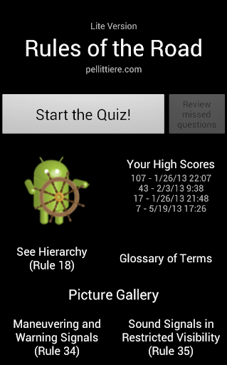 Android application Rules of the Road Lite screenshort