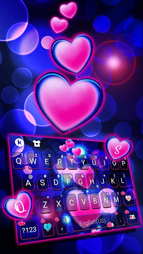 Pink Glow Hearts Theme Screen 2
