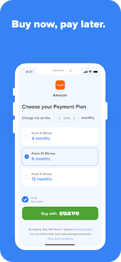 Suave: Buy now, pay later. Screen 3