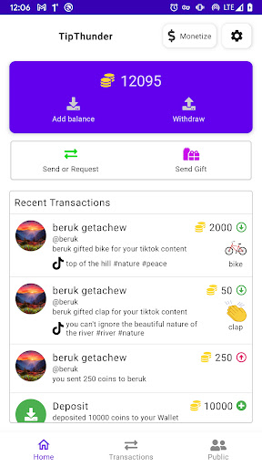Android application TipThunder screenshort