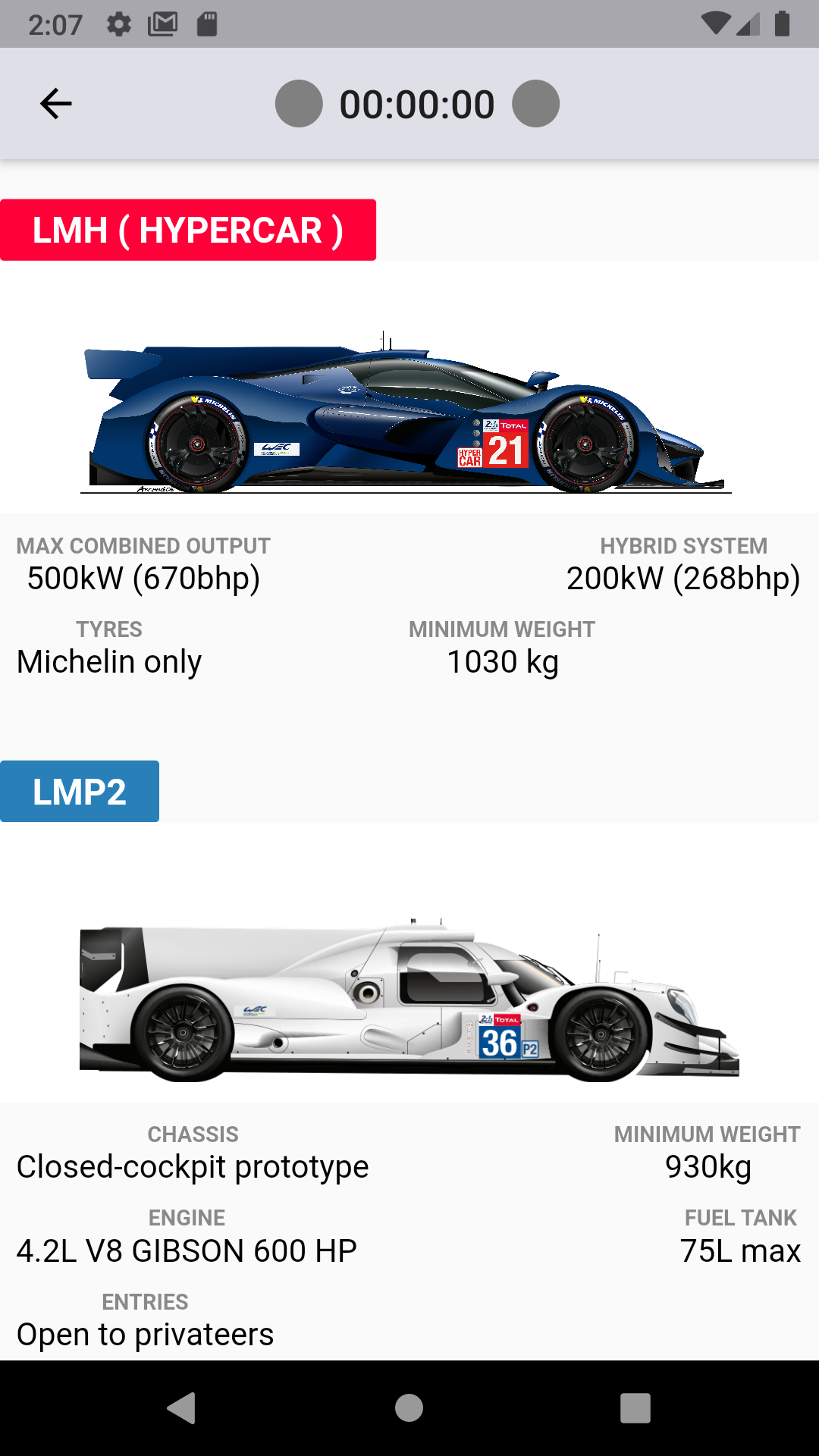 Android application Le Mans 24H 2021 Live Timing screenshort
