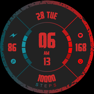 Red analog watch face D11