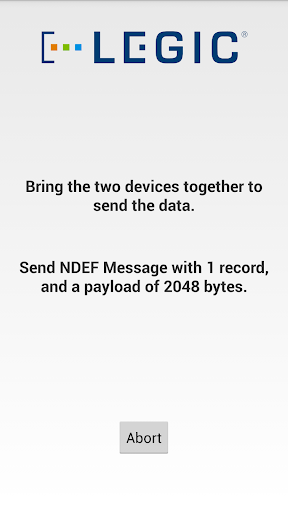 LEGIC NFC P2P Example Screen 2
