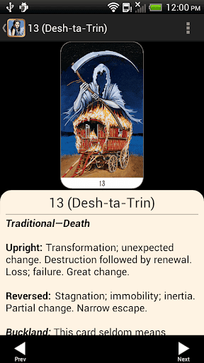 Screenshot of Buckland Romani Tarot