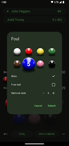 Screenshot of Snooker: Scoreboard