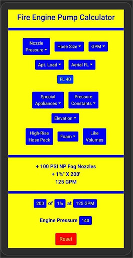 Fire Engine Pump Chart Screenshot