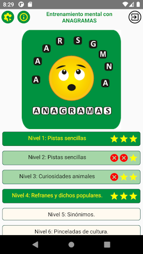 Android application Anagramas para saber + screenshort