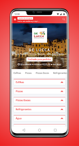 Android application De Lucca Pizzaria screenshort