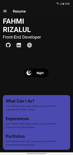 Android application rfahmi - Resume App screenshort
