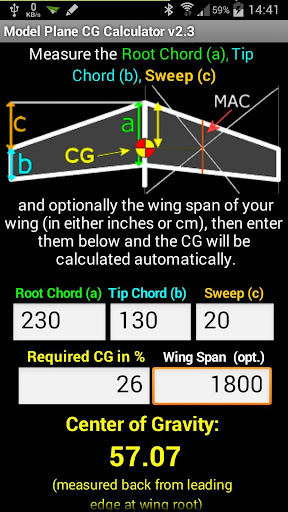 Android application CG Calc screenshort