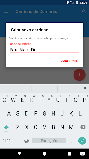 Android application Carrinho de Compras screenshort
