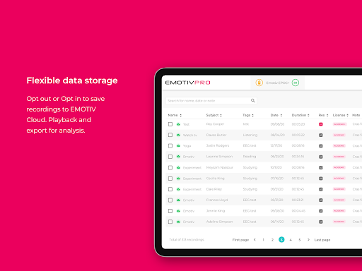 Android application EmotivPRO screenshort