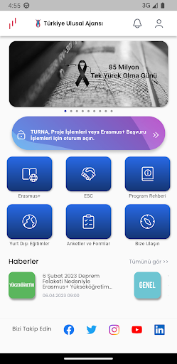 Android application Türkiye Ulusal Ajansı screenshort