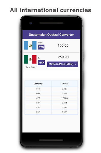 Android application Guatemalan Quetzal Converter screenshort