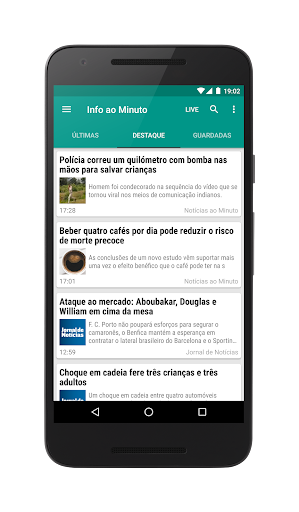 Android application Informação ao Minuto screenshort