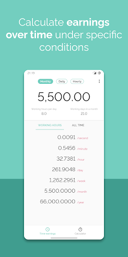 Android application Earnings in time screenshort