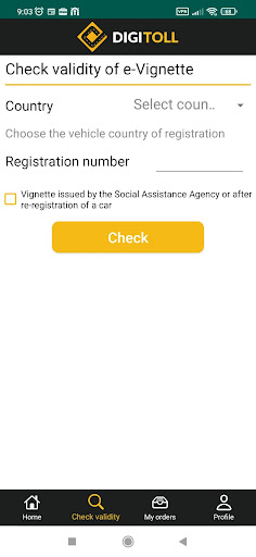 Android application DigiToll screenshort