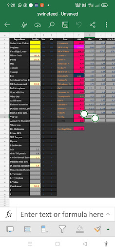 Swine Diet Formulation Screen 2