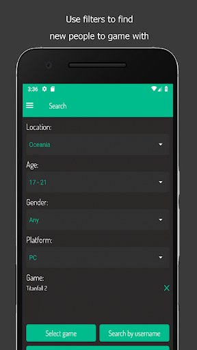 Android application GWM: find friends to game with screenshort