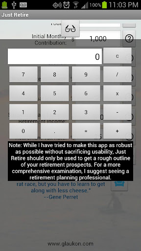 Just Retire (Retirement Calc) Screen 3
