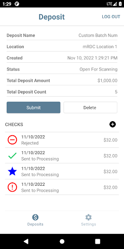 Honor Bank Remote Deposit Screen 2