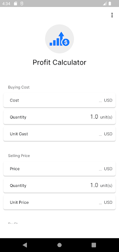 Android application Profit Calculator screenshort