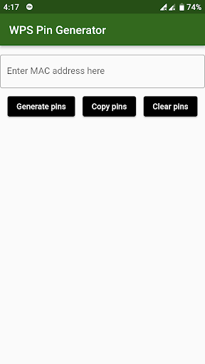 Android application WPS WPA WIFI PIN GENERATOR screenshort