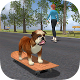 Bulldog on Skateboard icon