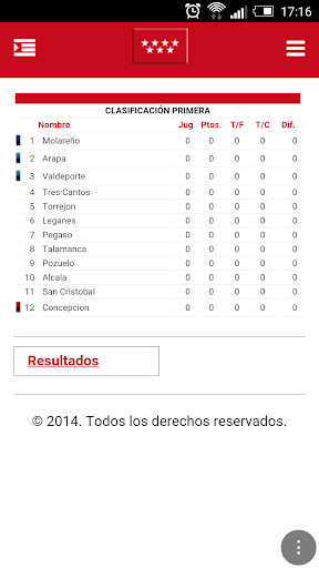Android application Federación Madrileña Pelota screenshort