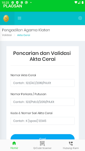 Android application PLAOSAN Pengadilan Agama Klate screenshort