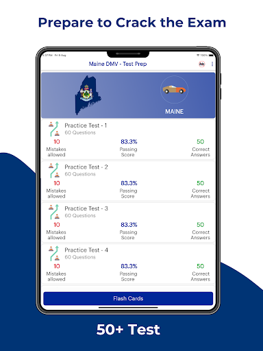 Screenshot of Maine BMV Permit Practice