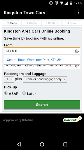 Android application Kingston Town Cars screenshort