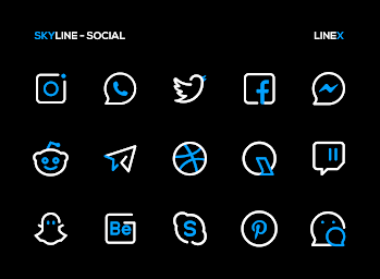 SkyLine Icon Pack : LineX Blue