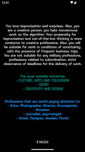 Android application Test: my profession screenshort