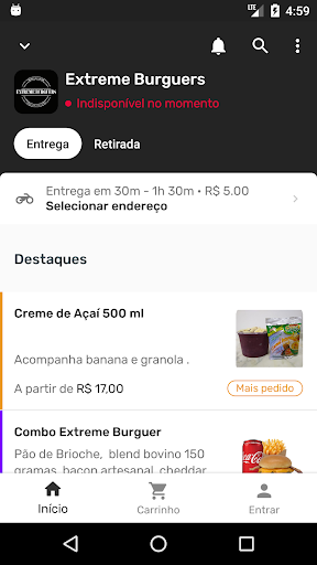 Android application Extreme Burguers screenshort