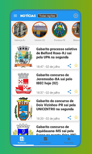 Android application Confira Concursos screenshort