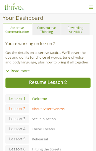 Android application Thrive screenshort