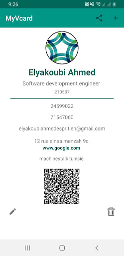 Android application My Bcard screenshort