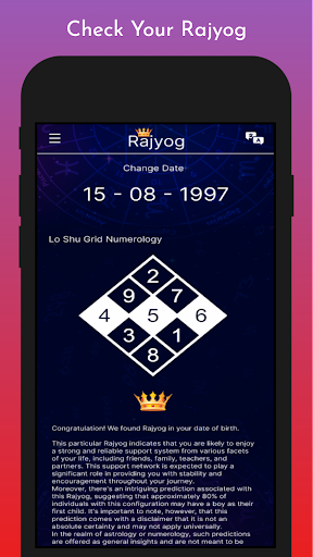 Screenshot of Numerology - Find Rajyog - DOB