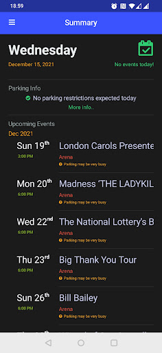 Android application Wembley Event Days screenshort