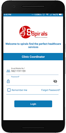 Android application Spirals Health Coordinator screenshort